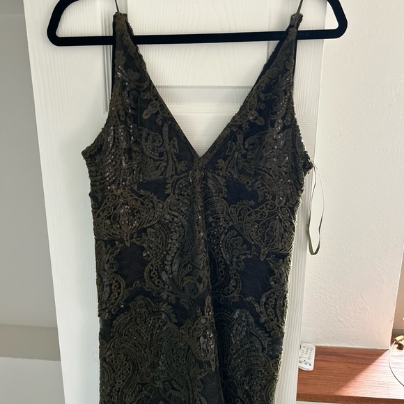 Free People Dresses & Skirts - Olive Lace & Sequin V-Neck Women's Dress